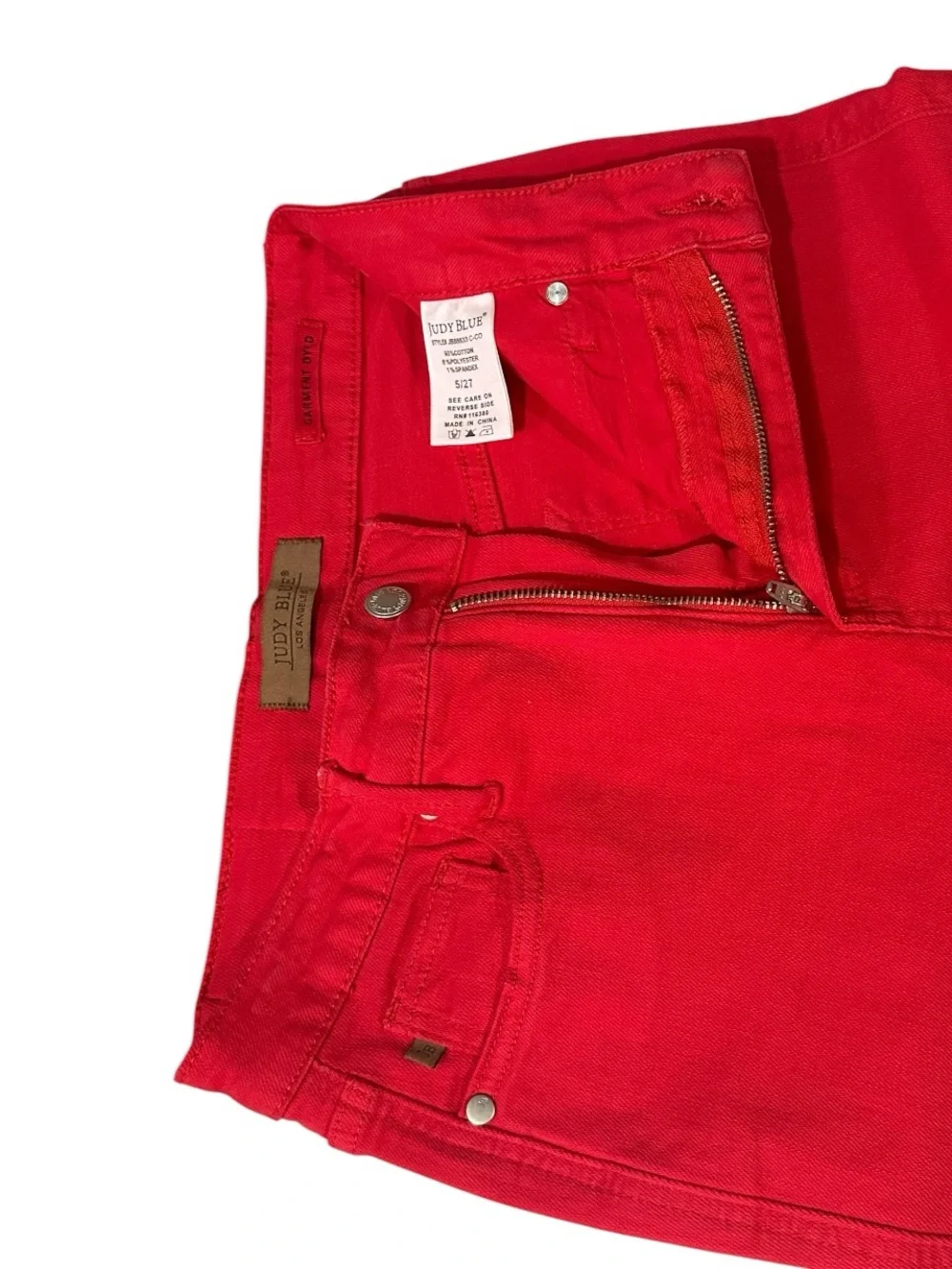 Judy Blue High Waist Tummy Control Garment Dyed Red Flare Jeans 5/27